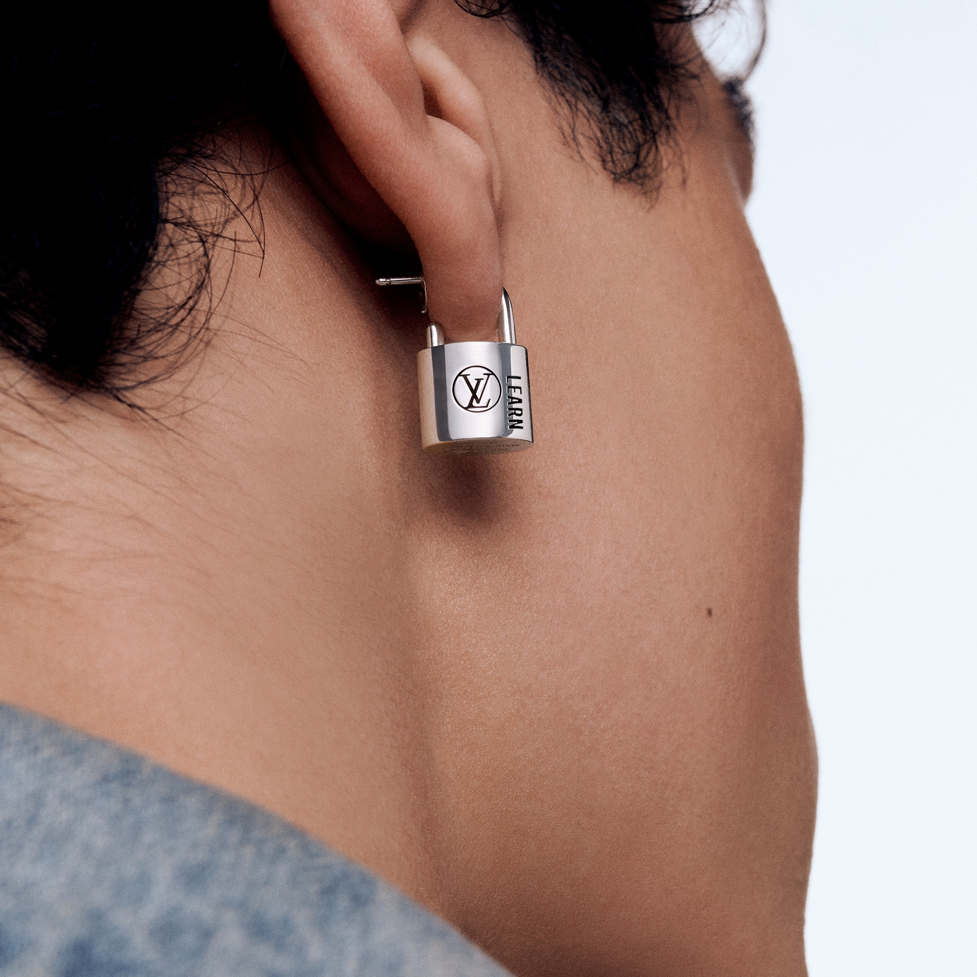 Silver Lockit Earring, Sterling Silver Black Laquered   in Jewelry