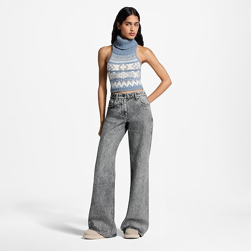Stonewashed Flare Jeans worn view