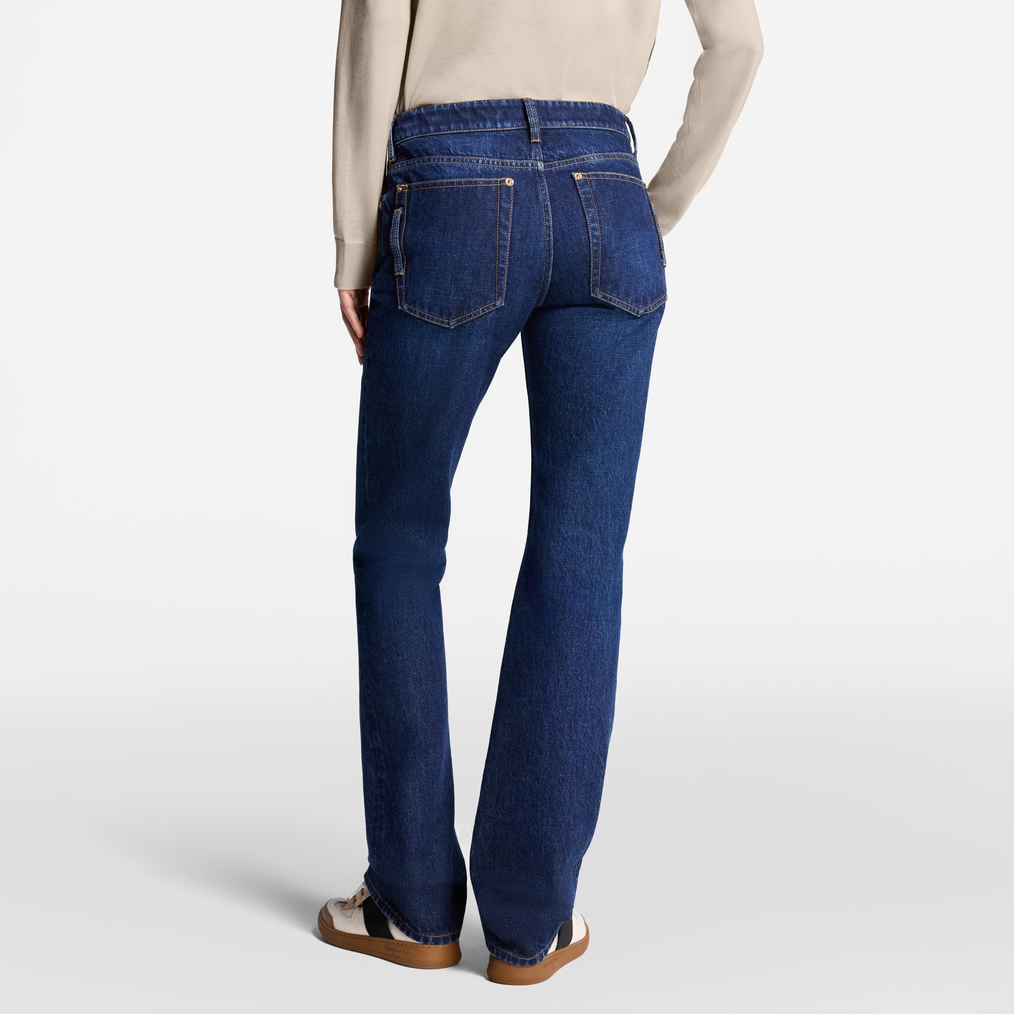 Straight-Cut Washed Denim Jeans  in Women