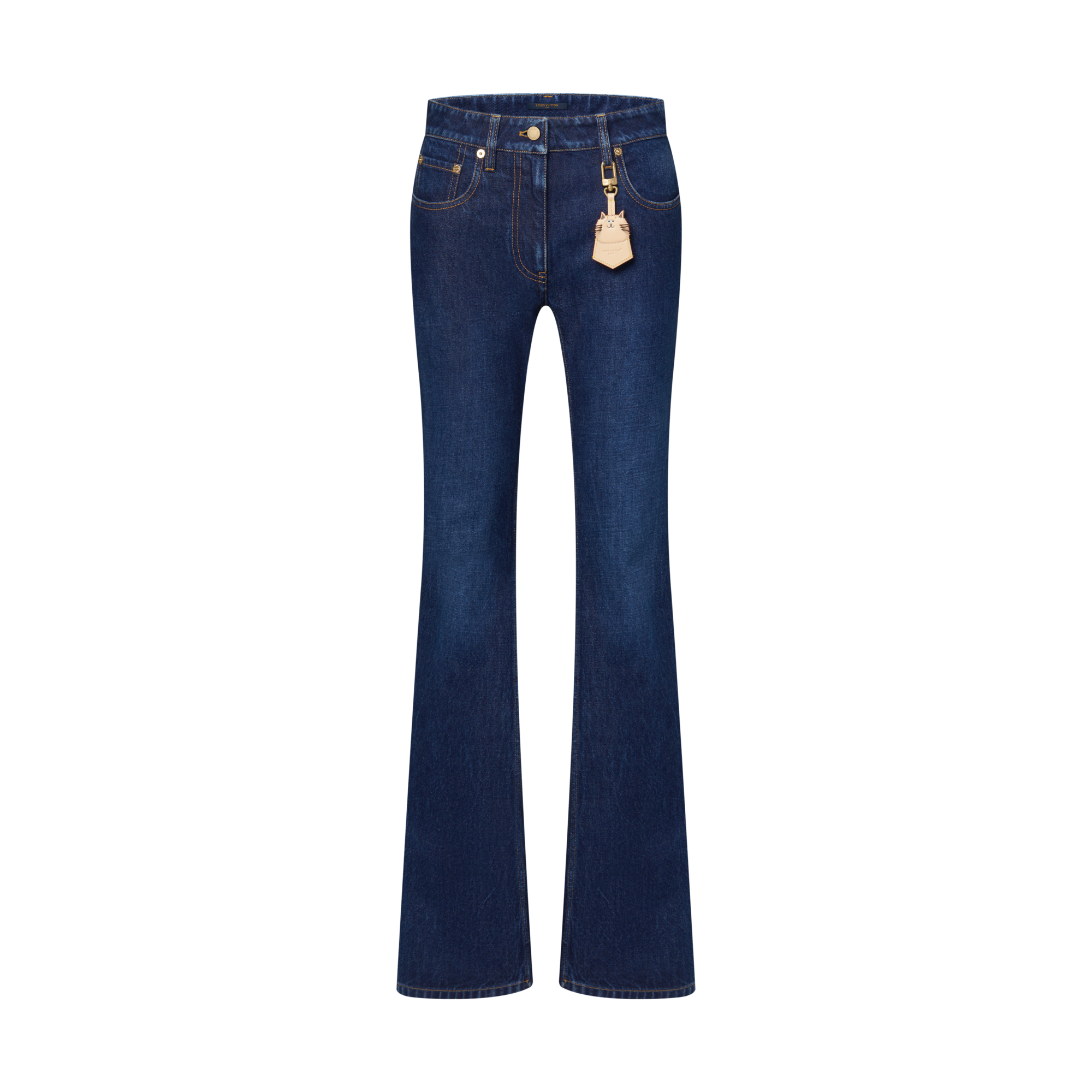 Straight-Cut Washed Denim Jeans  in Women