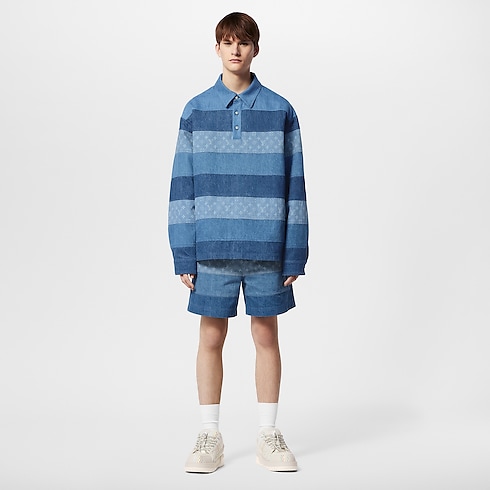 Striped Patchwork Denim Shorts in Men's Ready to Wear Denim collections by Louis Vuitton (Product zoom)