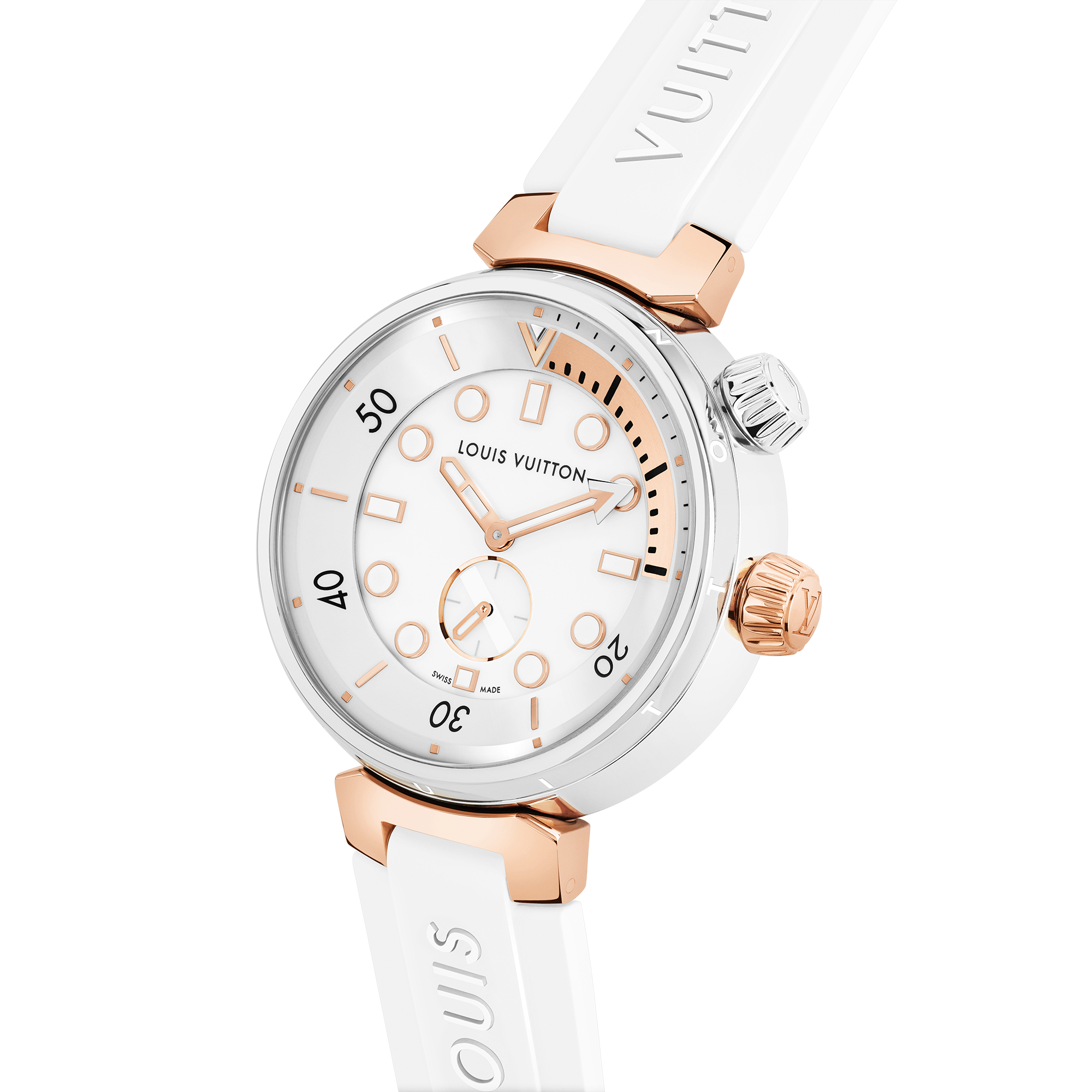 ساعة Tambour Street Diver، كوارتز، 39.5 مم، فولاذ وذهب وردي  in الساعات