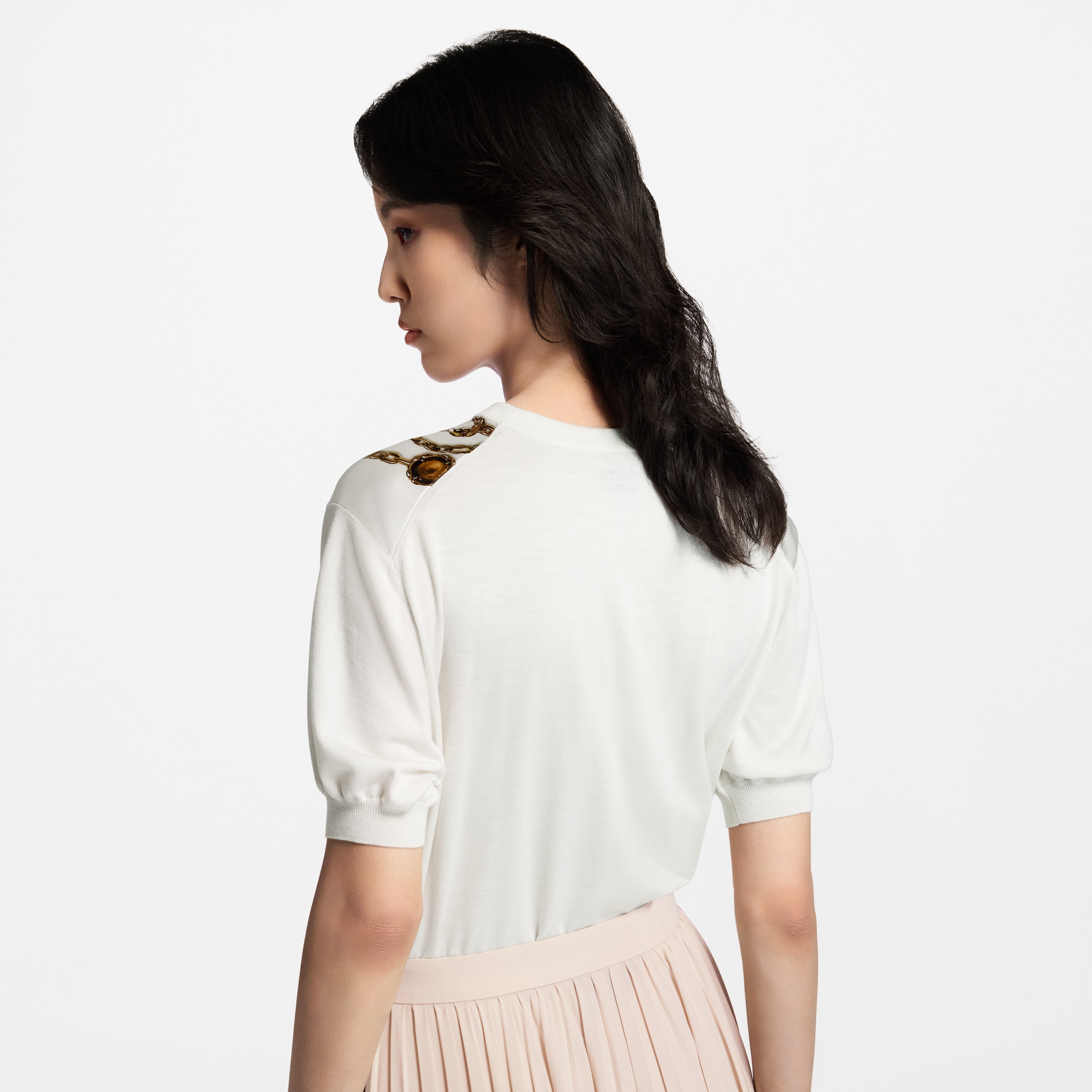 كنزة محبوكة بنقشة القلادة بتأثير الخداع البصري Trompe l