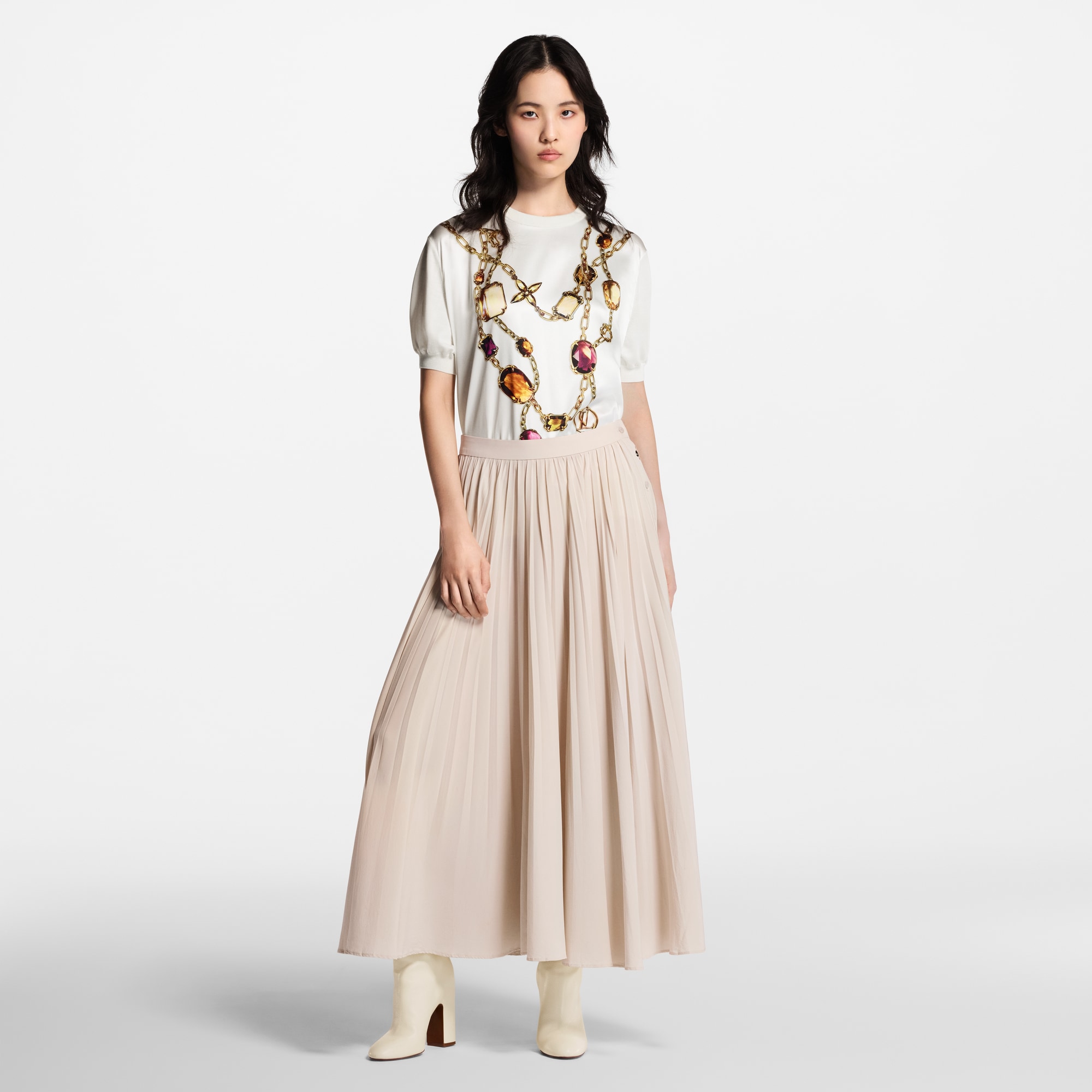 كنزة محبوكة بنقشة القلادة بتأثير الخداع البصري Trompe l