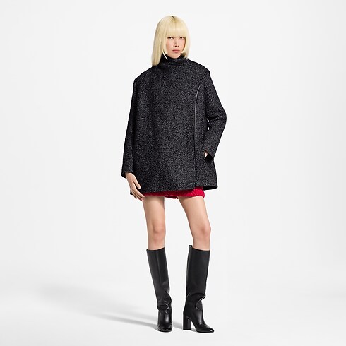Tweed Scarf Coat worn view