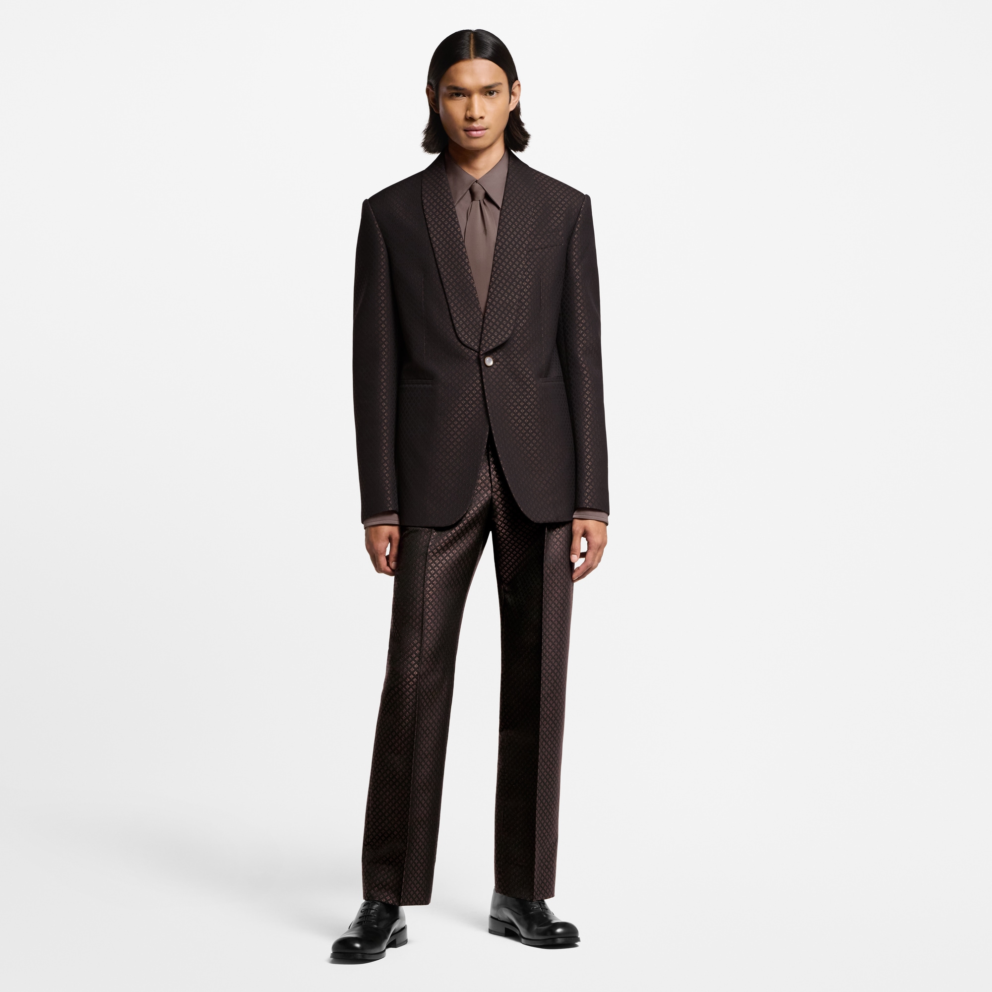 Wool-Silk Blend Monogram Evening Cigarette Pants  in Men